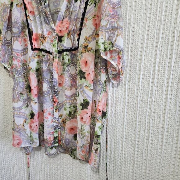 Torrid Vintage Plus Size Victorian Peasant Style Floral Pleated Blouse Size 2X - Picture 14 of 16